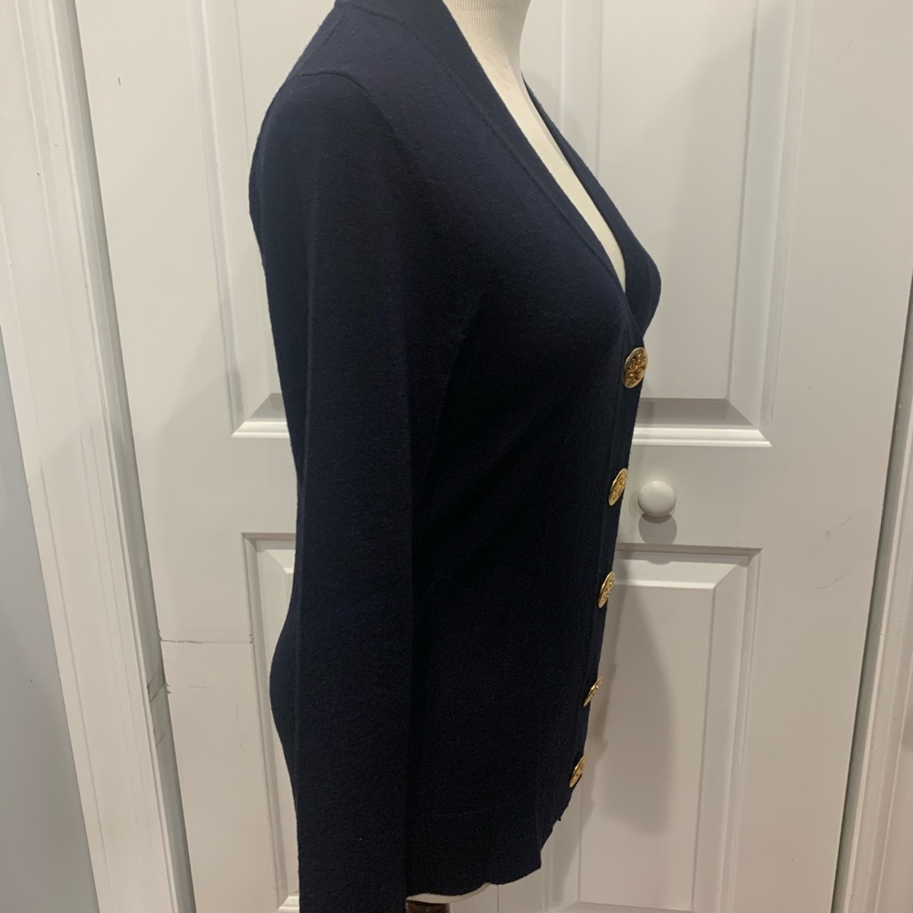 Tory Burch Simone Navy Blue Cardigan XS - Picture 3 of 11